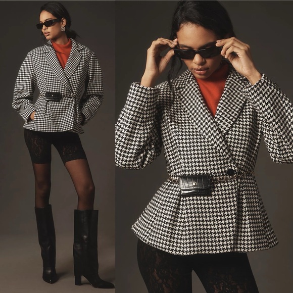 Anthropologie Jackets & Blazers - New Anthropologie Maeve Houndstooth Sculpted Hourglass Blazer